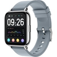 Herren Damen Smartwatch,1.69 Zoll Smart Watch mit Pulsmesser Schlafmonitor,IP68 Wasserdicht Fitnesstracker,Fitnessuhr mit Schrittzähler - Grau