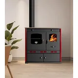 Prometey EEK A+ Kaminofen mit Backfach und Herdplatte Perfect Eco Lux Schwarz Rechts Holzofen 7 kW Kamin Ofen Holz Werkstattofen Hüttenofen Heizofen Gartenofen, L