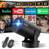 Mini Beamer Unterstützt 4K 1080P, Projektor Tragbarer Mit Wifi 6 Und Bluetooth 5