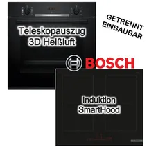 Bosch Herdset Hydrolyse Teleskop + Induktionskochfeld Booster 60cm