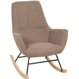 Mendler Schaukelstuhl HWC-N13, Schwingstuhl Relaxsessel Fernsehsessel, Massiv-Holz Metall Stoff/Textil 320g/m2 - braun