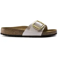 Birkenstock Damen Mules Madrid Big Buckle Birko-flor Graceful Pearl White Sandale, Perlweiß , 35 EU Étroit - 35 EU Schmal