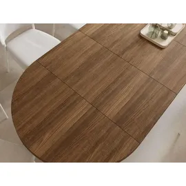 WFL GROUP Esstisch Rund Groß XXL Ausziehbar im Loft-Stil – 100 bis 300 cm – Extra Lang Ausziehtisch mit Schwarzen Holzbeinen, Industrieller Tisch für 5... - Braun