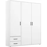 Rauch Drehtürenschrank RAUCH "Kleiderschrank Schrank Garderobe Wäscheschrank VOYAGER", weiß (alpinweiß), B:140cm H:194cm T:53cm, Holzwerkstoff, Schränke, Drehtürenschrank, moderne Griffe in Graumetallic mit Außenschubkästen MADE IN GERMANY