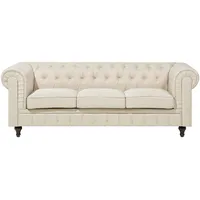 Beliani Sofa Beige Chesterfield