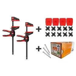 2x Drehgriff-Einhandzwingen EZ360-60 + EZ-TD + Schrauben