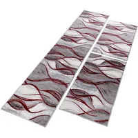 OTTO home Bettumrandung Tritom, Höhe 9 mm, (3-tlg), mit besonders weichem Flor, Kurzflor, modernes Wellen Muster rot