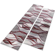 OTTO home Bettumrandung Tritom, Höhe 9 mm, (3-tlg), mit besonders weichem Flor, Kurzflor, modernes Wellen Muster rot