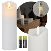 Sarcia.eu LED-Kerze Weiße LED-Kerze mit Flammeneffekt für Grablichter, 17,5 cm beige