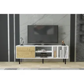 Livetastic Hera Lowboard 160x57 cm Weiß/Eiche Holzwerkstoff