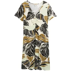 TOM TAILOR Damen Kleid mit Raffungen, beige, Gemustert, Gr. 36
