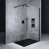 mai & mai Duschwand für Dusche Duschabtrennung 110x200cm Walk-In Schwarz ESG-Sicherheitsglas 10mm NANO Glas BRAM3 Bremen2K