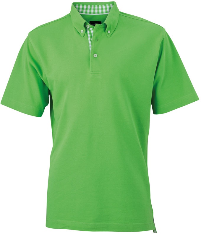 James & Nicholson Men ́s Plain Polo-Shirt, lime green/lime green/white, XL