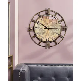 Beliani Wanduhr Lancy 63 cm Goldbraun