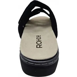 ROHDE Damen Pantolette aus Veloursleder mit drei Klettverschlüssen Abano 5221, Größe:41 EU, Farbe:Schwarz - 41