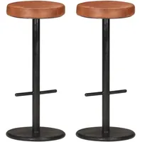 vidaXL Barhocker 2 Stk. Braun Echtleder