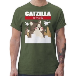 Shirtracer T-Shirt Catzilla - Big Cat Anime Geschenke grün 3XL