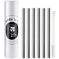 Buddy ́s Bar Buddy ́s Bar", schwarz, B:0,8cm H:21,5cm L:0,8cm T:0,8cm Ø:0,8cm, Edelstahl, Küchenhelfer-Sets, wiederverwendbar, 6 Strohhalme + Reinigungsbürste, Gunmetal-Look