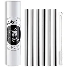 Buddy ́s Bar Buddy ́s Bar", schwarz, B:0,8cm H:21,5cm L:0,8cm T:0,8cm Ø:0,8cm, Edelstahl, Küchenhelfer-Sets, wiederverwendbar, 6 Strohhalme + Reinigungsbürste, Gunmetal-Look