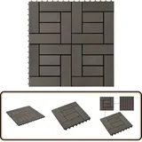 Terrassenfliesen 11 Stück Wpc 30 X 30 Cm 1 Qm Dunkelbraun - Terrassenfliesen - Wpc Terrasse - Gartenmöbel - Balkonterrasse - Outdoor Dekoration