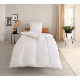 OTTO products Daunenbettdecke + Federkissen Jannika, (Spar-Set, 2 St.), plastikfreie Verpackung Bettwaren-Sets, 24257155-0 weiß B/L: 155 cm x 220 cm 1,