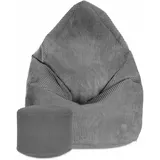 DreamRoots Sitzsack, Grau, 70x105x70 cm, Oeko-Tex® Standard 100, Wohnzimmer, Hocker, Sitzsäcke, XXL Sitzsäcke