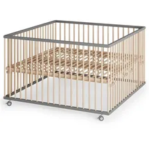 sämann – make a difference. Laufgitter, Grau, Natur, Holz, Echtholz,Buche, 120x74x120 cm, Babymöbel, Laufstall Baby