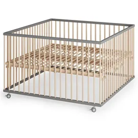 sämann – make a difference. Laufgitter, Grau, Natur, Holz, Echtholz,Buche, 120x74x120 cm, Babymöbel, Laufstall Baby