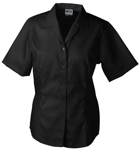 JAMES & NICHOLSON JN Ladies Business Blouse kurz JN609 100%BW black Größe M