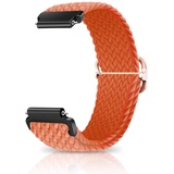 CeiBand Geflochtenes Solo Loop Elastische Armband, 18mm 19mm 20mm 22mm Schnell Verstellbares Herren Damen Weiches Aatmungsaktive Sportbänder Uhrenarmbänder Ersatzarmband - Orange