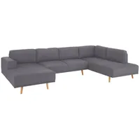 Wohnlandschaft HOME AFFAIRE "Lasse U-Form", grau, B:355cm H:84cm T:203cm, Filzoptik (100% Polyester);Luxus-Microfaser (100% Polyester);Struktur fein( 100% Polyester), Sofas, Wohnlandschaft, im scandinavischem Stil mit Holzfüßen