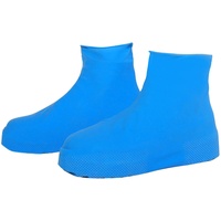 Heflashor Silikon Überschuhe Wasserdicht Schuhüberzieher Wiederverwendbare rutschfeste Regenüberschuhe Schuhschoner für Regen Schneetag Wüstenstrand Schlammige Straßen(Kurz Blau,M (EU 35-39))