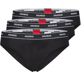 Hugo Damen Slip mit Label-Print im 3er-Pack, Black, S