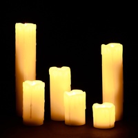 Relaxdays LED Kerzen Set, 6 Echtwachskerzen flammenlos, elektrische Kerzen