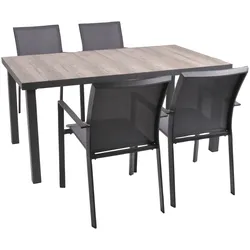 Garten-Essgruppe GARDEN PLEASURE "RANA", grau (grau, dunkelgrau, dunkelgrau, dunkelgrau), B:290cm H:89cm T:162cm, Aluminium, Polyester, Keramik, Sitzmöbel-Sets, mit hübscher Keramik-Tischplatte