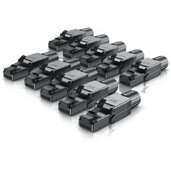 Primewire 10x Netzwerk-Adapter RJ-45 (Ethernet) zu Netzwerkkabel, Netzwerkstecker RJ45 CAT 8 - Gigabit Ethernet LAN Kabel - 40 Gbit/s, schwarz