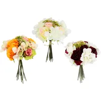 I.GE.A. Kunstpflanze "Rosenbouquet mit Hortensien", bunt (burgund, hellrosa, orange), B:20cm H:30cm L:20cm, Obermaterial: 90% Polyester, 10% Kunststoff, Kunstpflanzen, Kunstpflanze, 30 cm