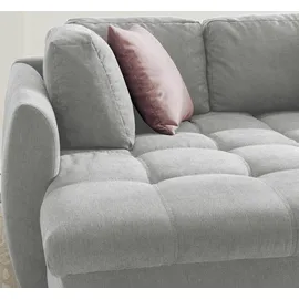 luma-home Ecksofa Schlafcouch L-Garnitur Bettkasten Ottomane links, Mikrofaser in Grau / 17002 - Grau