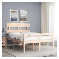 vidaXL Bett Seniorenbett mit Kopfteil 120x200 cm Massivholz beige 200 cm x 120 cm