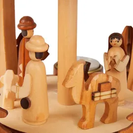 Brubaker Weihnachtspyramide aus Holz - Engel, Jesus, Maria, Josef und Könige - 44 cm große Teelichtpyramide für Weihnachten - Handbemalt - Braun