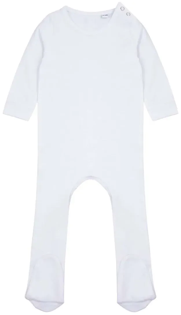 Larkwood Kinder Schlafanzug aus Bio-Baumwolle mit langen Ärmeln Baby-Strampler LW650 white 6/12 Monate