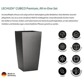 LECHUZA Cubico 50 Komplettset 50 x 50 x 95 cm anthrazit metallic