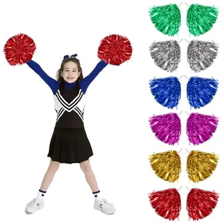AUEJACKY 12PCS Cheerleading Pom Poms Sport Pompons Cheers Ball Pompoms für Sportveranstaltungen, Ballspiele, Tänze, Karnevalspartys Verwendet (6 Farben)