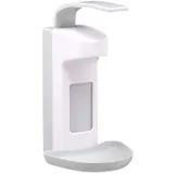 Relaxdays Desinfektionsspender, mit Tropfschale, Hygiene Wandspender Händedesinfektion, Armhebelspender für 500 ml, weiß