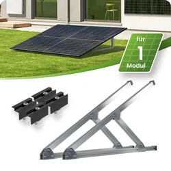 Flachdach- und Boden Montageset für 1 Modul horizontal - silber 30mm