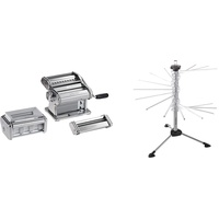 Marcato Pasta Set mit zwei Nudelwalzen (Ravioli, Spaghetti), GS-PASTASET & TP-NEU Tacapasta Platzsparender Teigtrockner, Kunststoff, Transparent