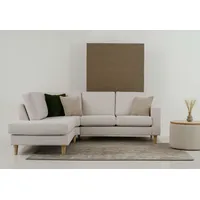 Ecksofa ANDAS "Tvinno", beige (sand), B:230cm H:87cm T:218cm, 100% polyester, Sofas, im skandinavischen Stil, L-Form, mit Massivholzfüßen, Breite 230 cm