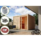 38mm Karibu Saunahaus Gartensauna TOPGARDEN 4 / CUBEN inkl 9KW Ofen integr. Str.