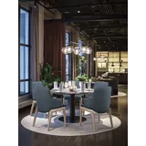 Polsterstuhl STRESSLESS "Laurel", blau (blau dinamica, eiche natur), B:58cm H:92cm T:59cm, Microfaser DINAMICA (88% Polyester, 12% Polyurethan), Stühle, Polsterstuhl, Low Back mit Armlehne, Größe L, mit abgerundeten Beinen in Eiche natur