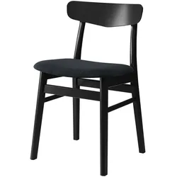 Esszimmerstuhl HAMMEL FURNITURE "Findahl by Hammel Mosbøl", , schwarz, schwarz, B:48cm H:79cm T:46cm, Massivholz, Stoff, Stühle, Massivholz, gepolsterte Sitzfläche, versch. Farbvarianten